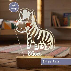Zebra Custom Name Light • Personalized LED Cloud Decor • Baby Gift